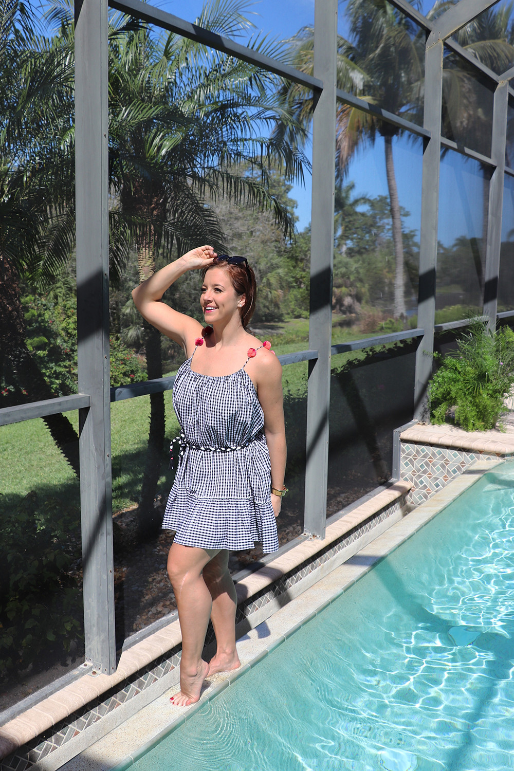 Kos Resort Mini Dress and Gucci Oversized Square Sunglasses