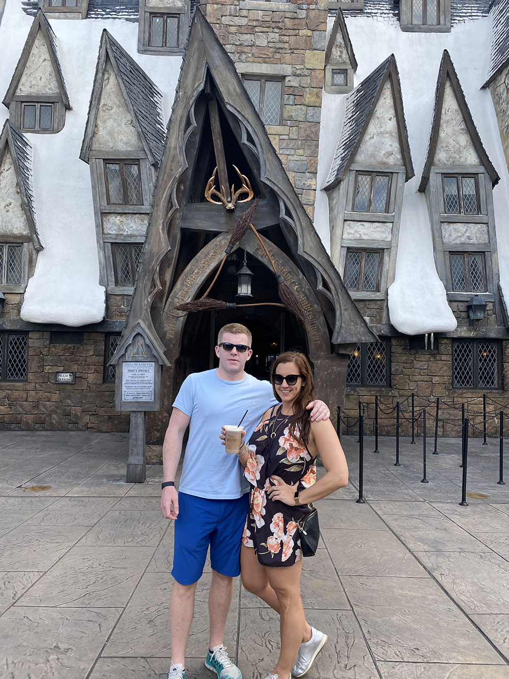 Outside the Three Broomsticks in Hogsmead