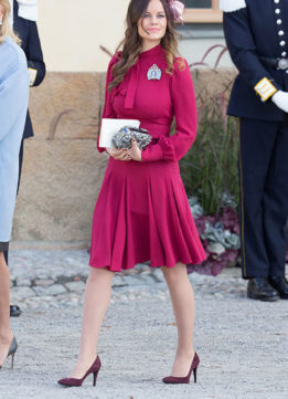 Style Icon Princess Sofia of Sweden in a pink dress at Drottningholm Palace
