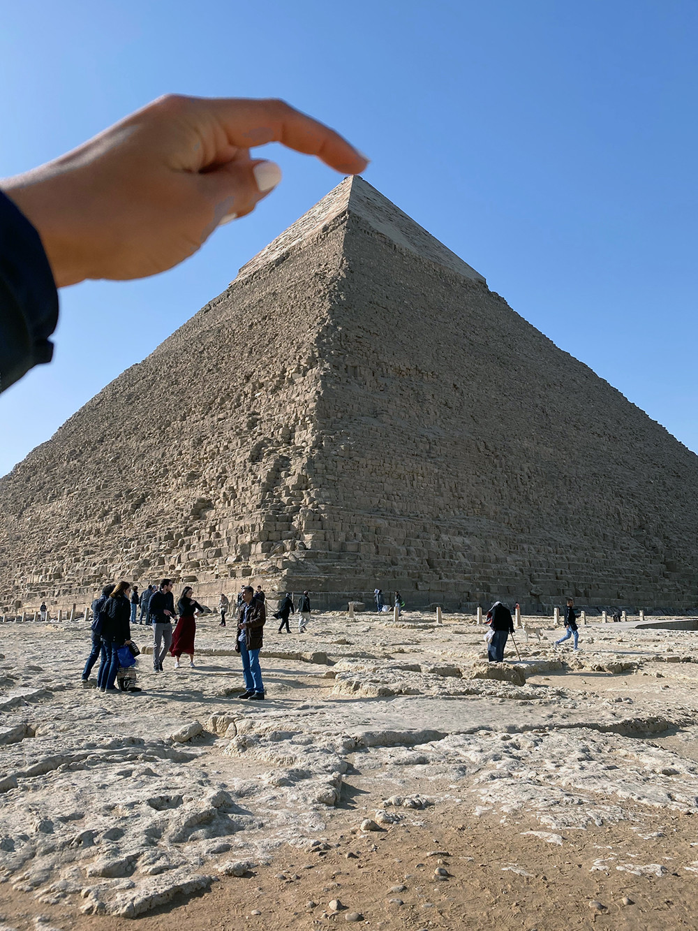 Touching the top of The Great Pyramid of Giza