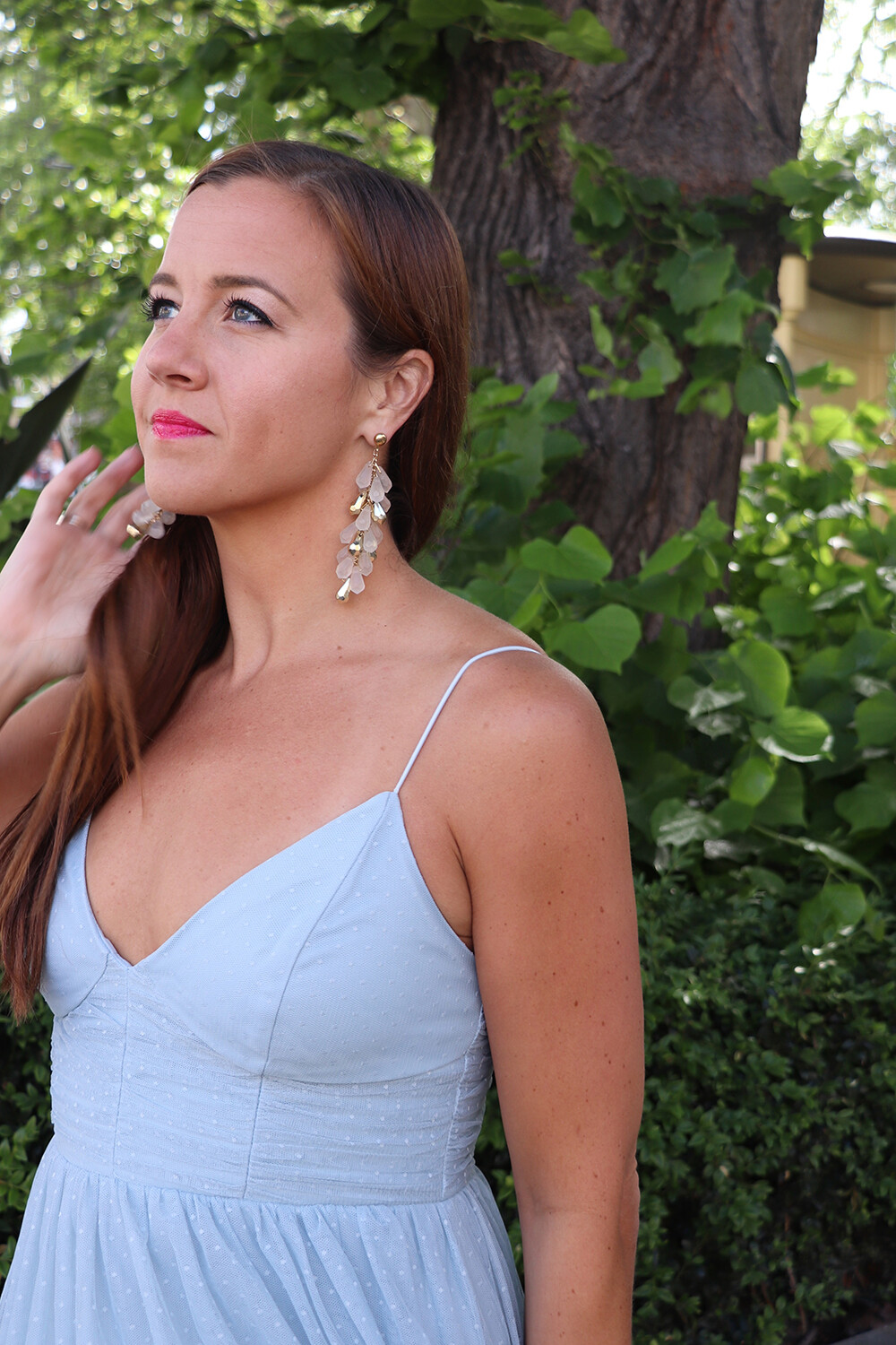 Gold Vintage Earrings and Lancome Lipstick