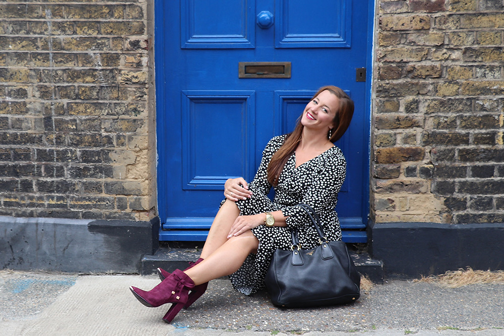 Polka Dots, Prada Shopper and Ted Baker Purple Suede Boots