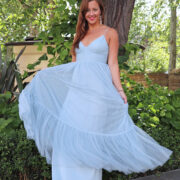 Twirling in a Tulle Maxi Dress in London