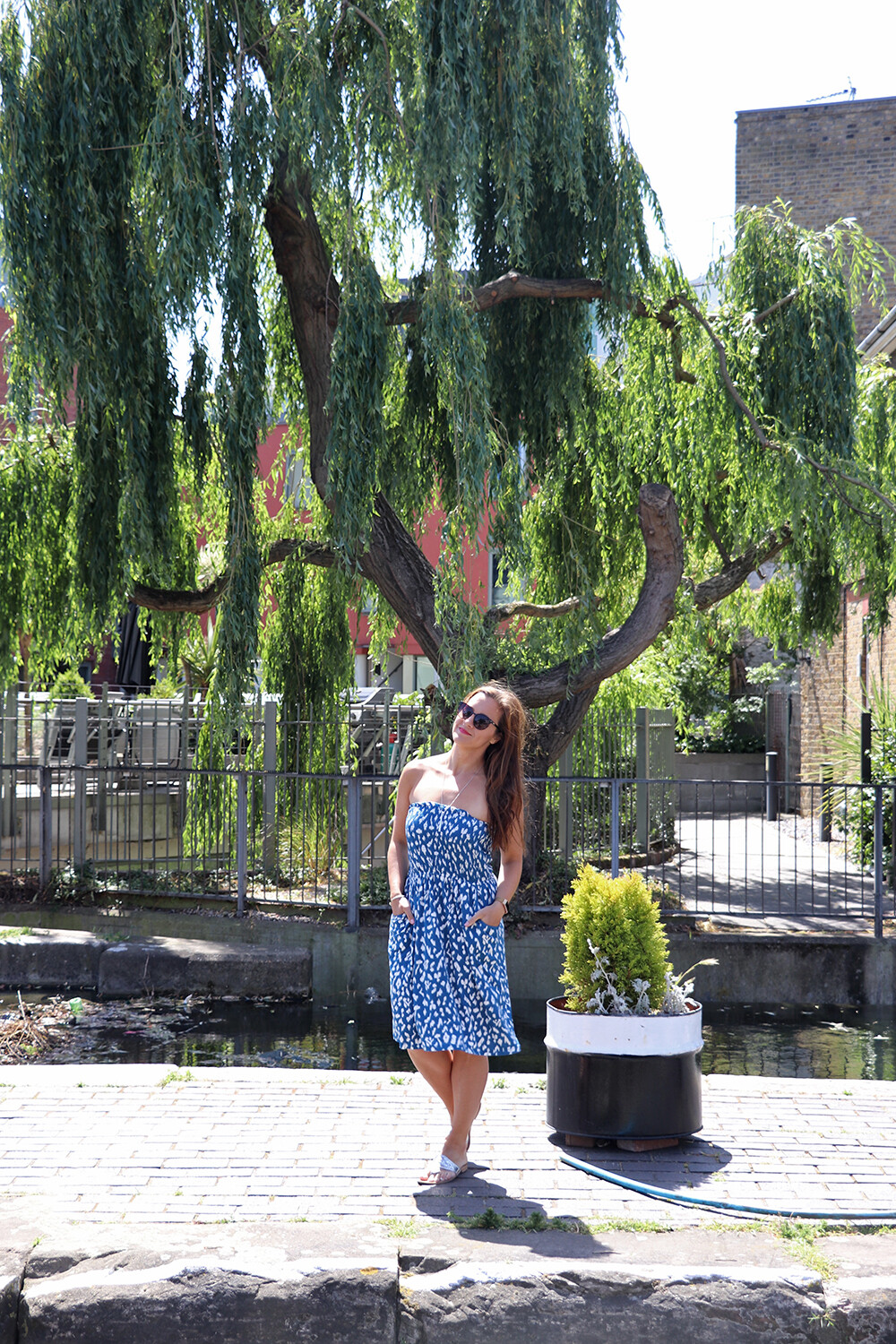 London Fashion Blogger in Blue Dress