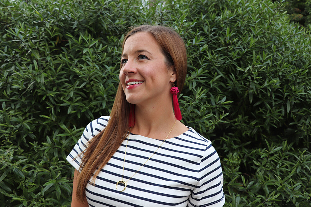 Gorjana Necklace and Vanessa Mooney The Astrid Knotted Tassel Earrings