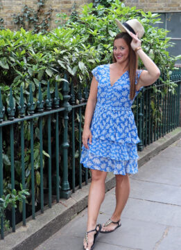 Straw Hat and Floral Mini Dress