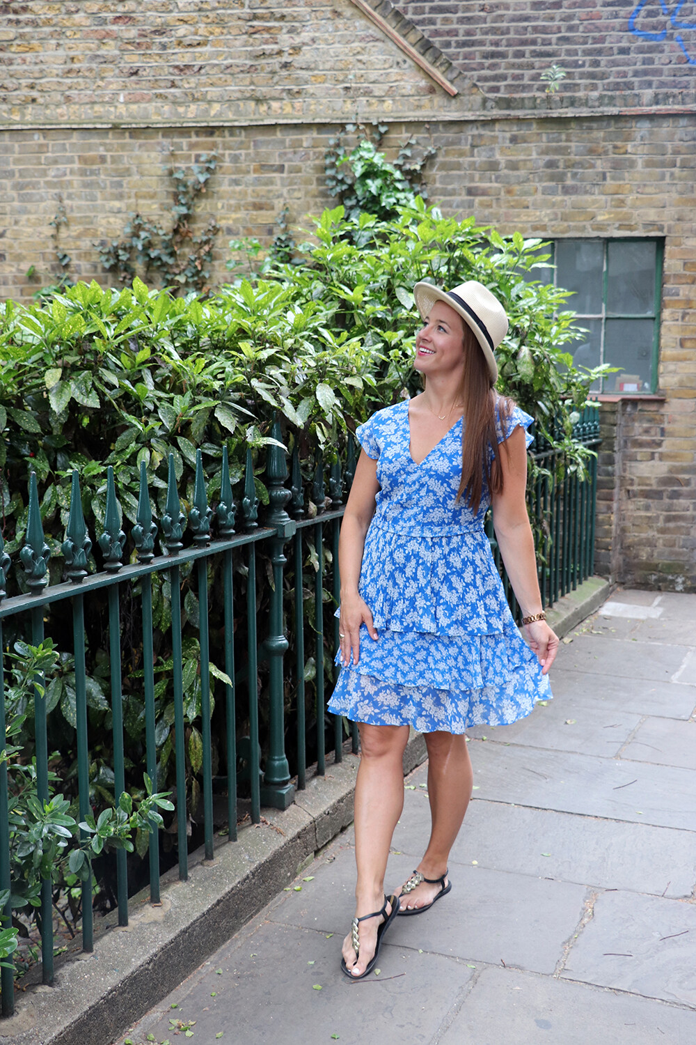 Summer Fashion - Floral Mini Dress and Straw Hat