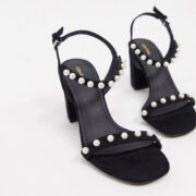 Summer Trend - Other Stories pearl detail heeled sandals in black with Pearl Details