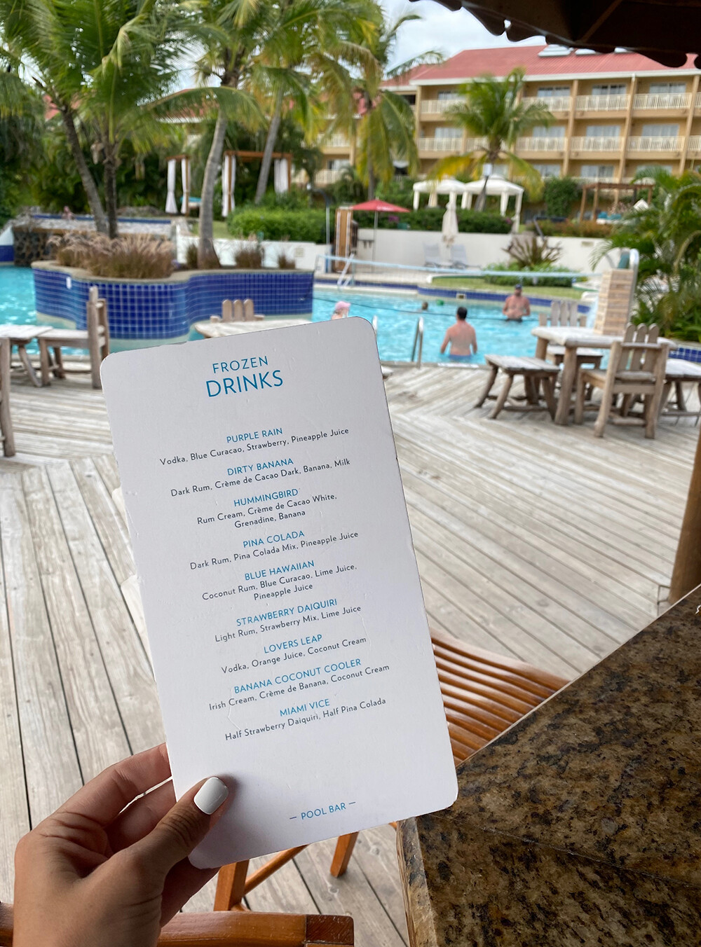 Frozen Drinks Menu