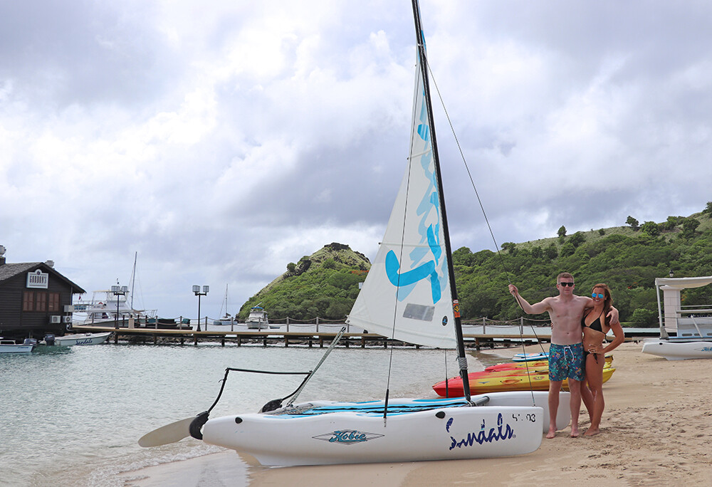 Kelly and Mark Hobie Cat at Sandals Grande St Lucian