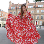 London Blogger in Tiered Maxi Kaftan Dress in Flame