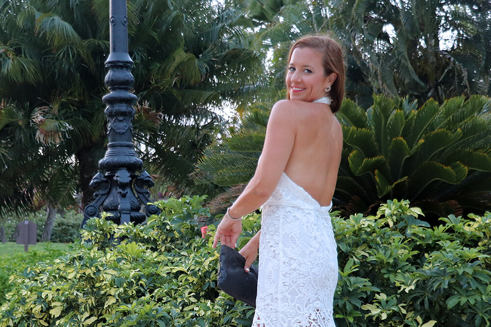 Low Back High Neck Midi Dress