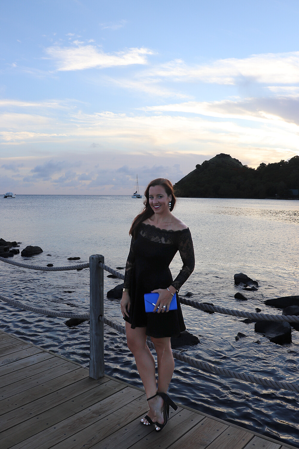 Black Dress with Minimalist Flap Clutch Bag