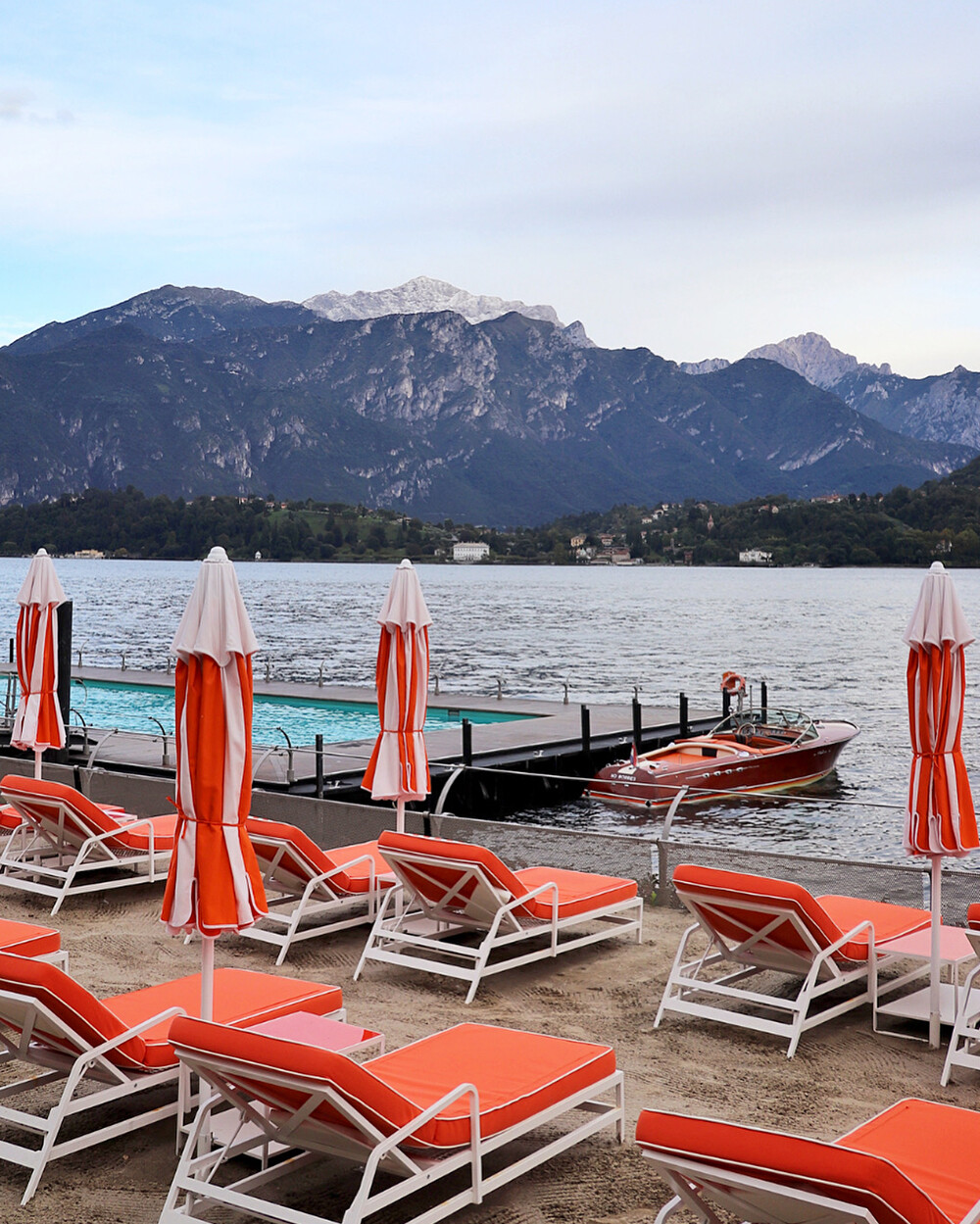 Floating swimming pool at the Grand Hotel Tremezzo on Lake Como