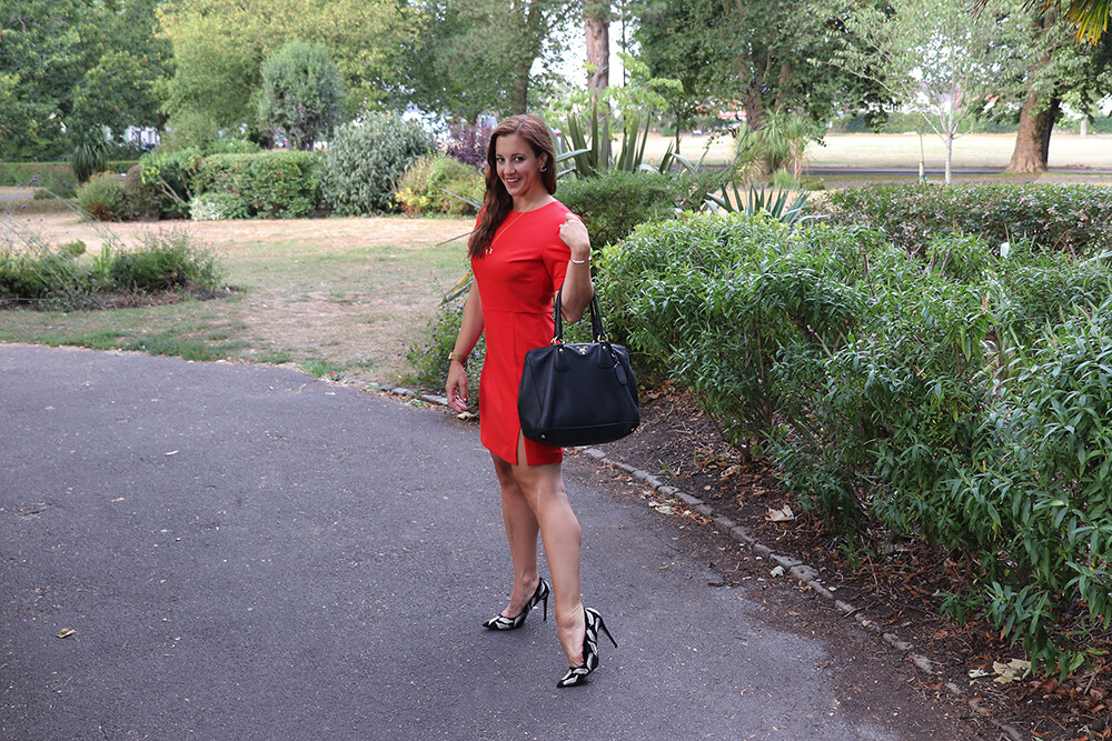 Red Dress and Black Bag for Date Night