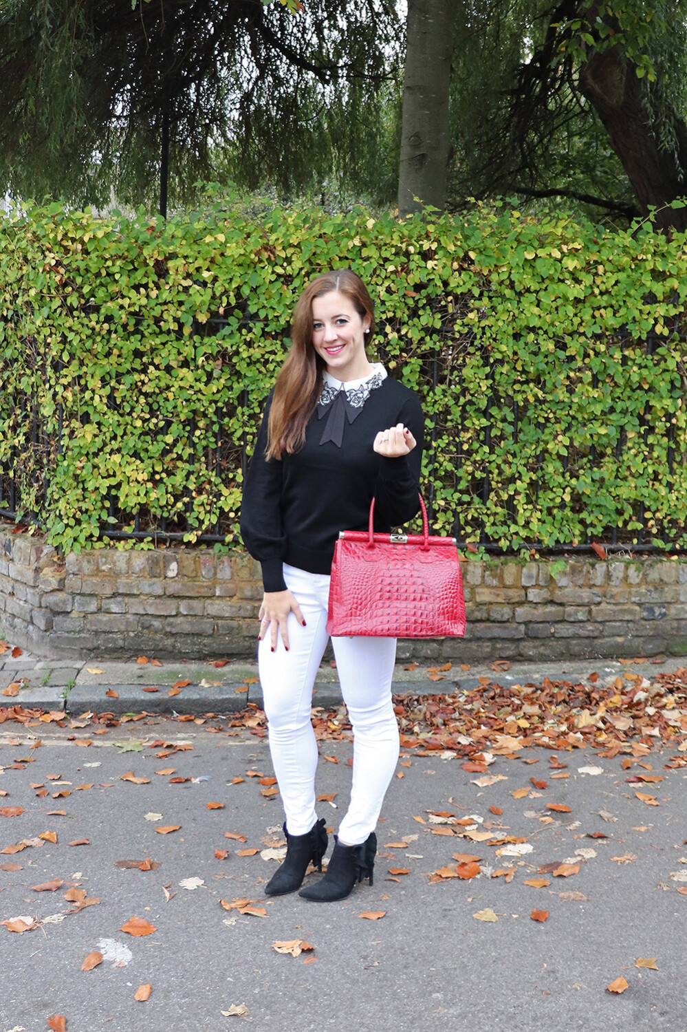 Balloon Sleeve Collared Jumper Outfit