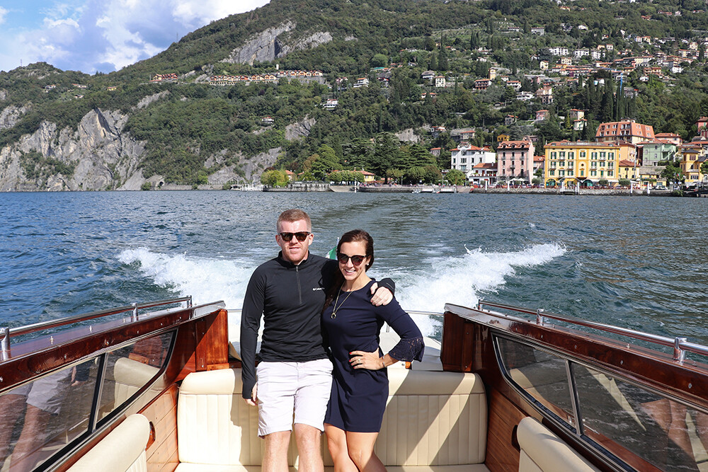 Kelly and Mark on Lake Como Boat Tour