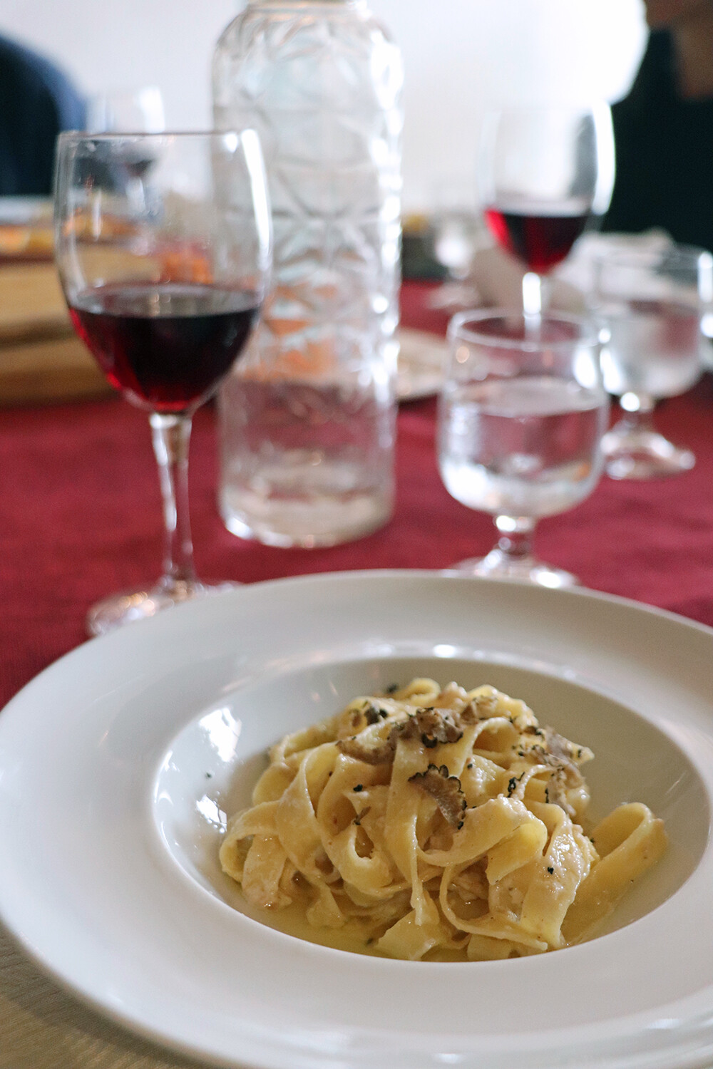 Pasta with Butter and Truffle and Red Wine at Fattoria Palaia