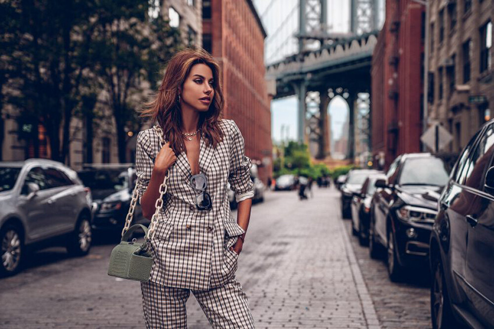 Plaid Structured Blazer on Annabelle of Viva Luxury