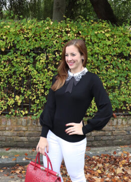 River Island collared balloon sleeve jumper in black - Asos Collared Jumper