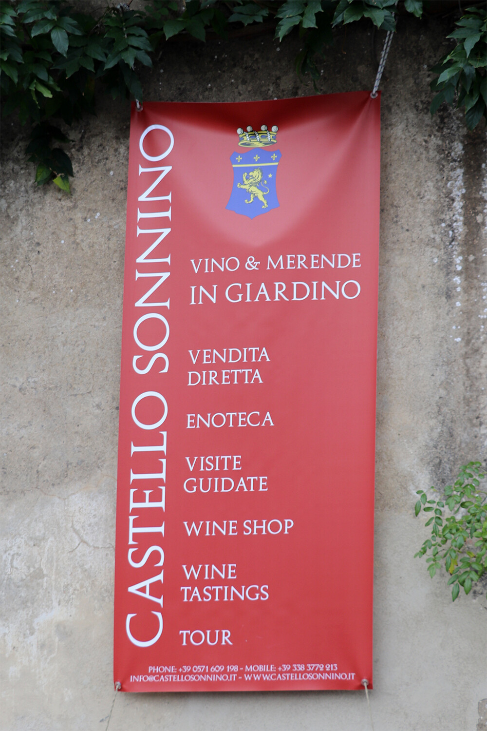 Sign for Historic Wine Estate Castello Sonnino