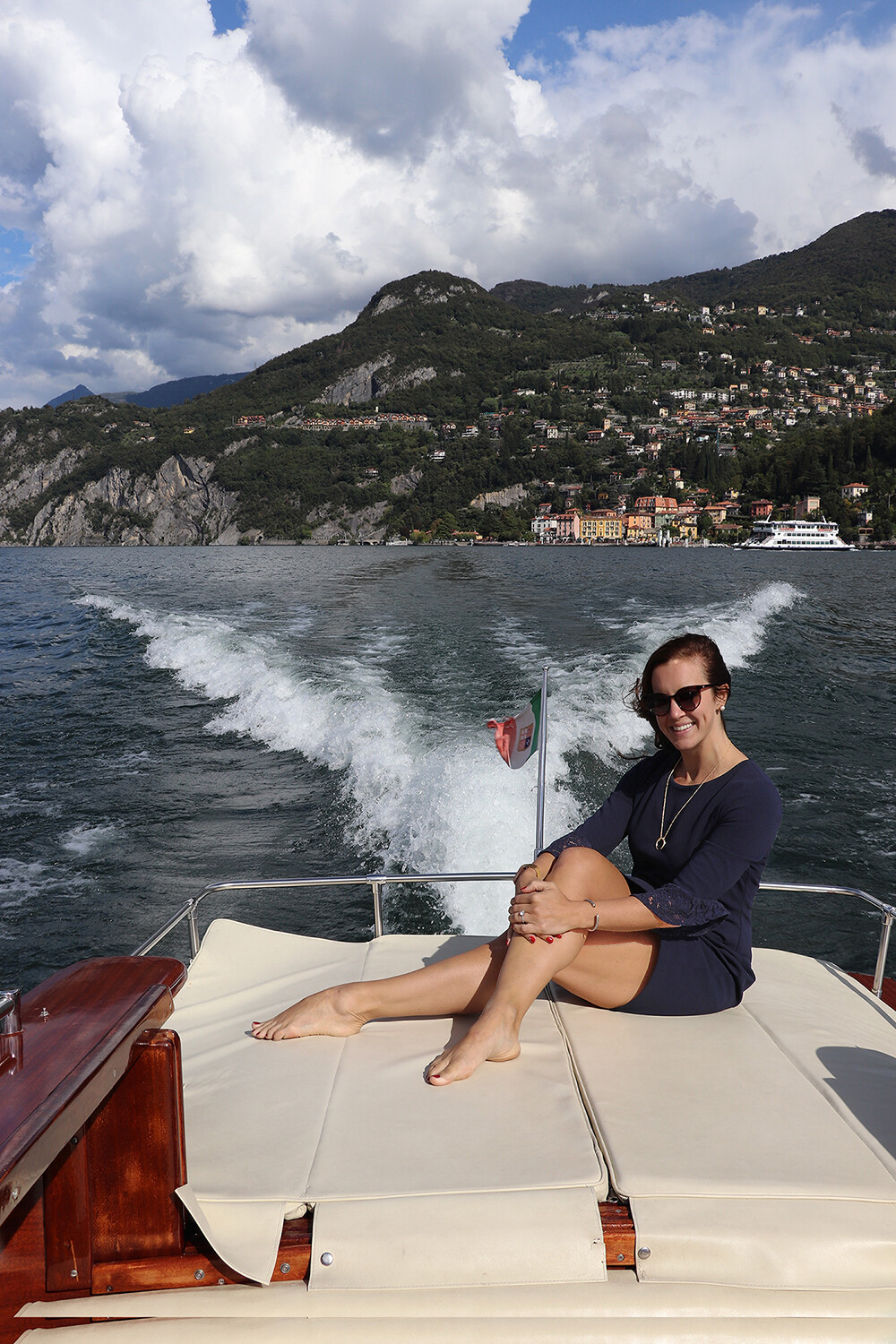 Travel Blogger on Lake Como Boat Ride