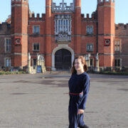 Hampton Court Palace and JW Anderson Dress with Navy Pleats