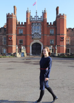 Hampton Court Palace and JW Anderson Dress with Navy Pleats