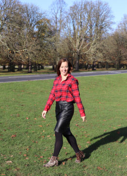 Red Checked Flannel Shirt and Leather Skirt
