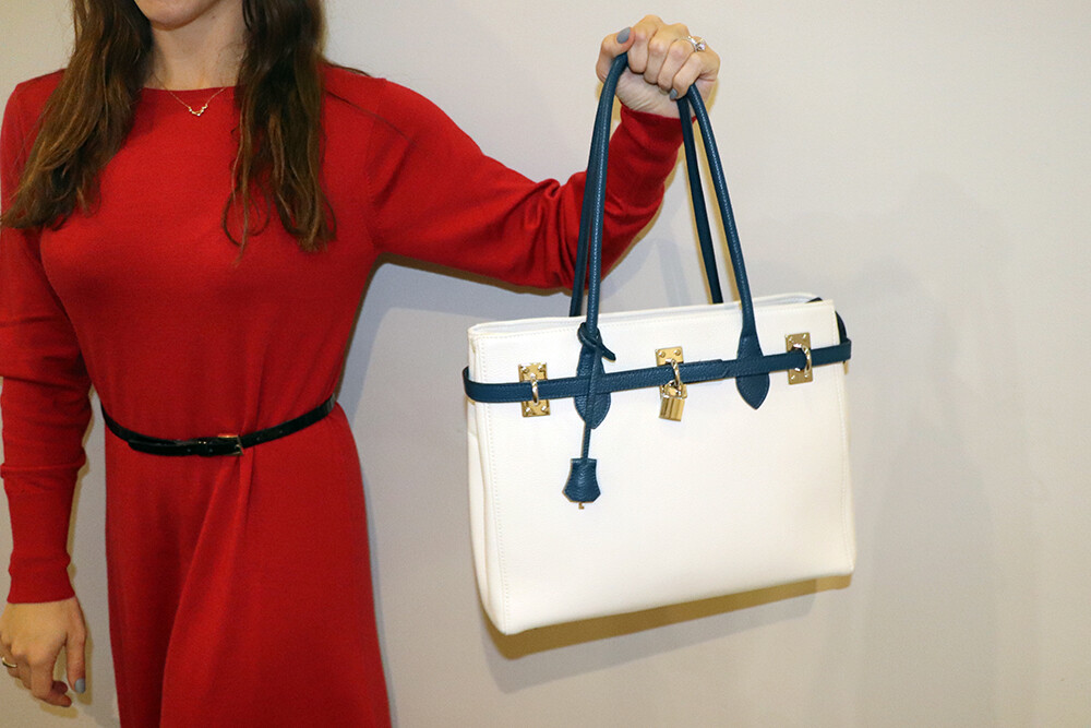 White Italian Leather Handbag