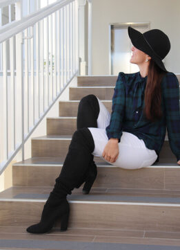 Black Felt Hat and Black Watch with Bow