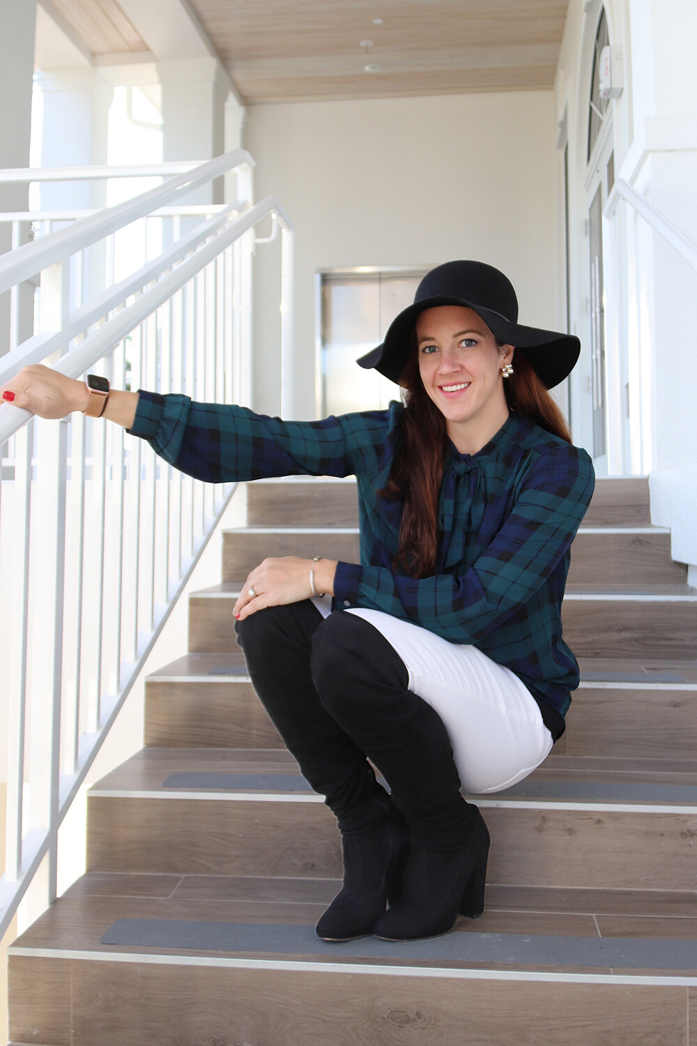 Block Heel Over-The-Knee Boot and Apple Watch