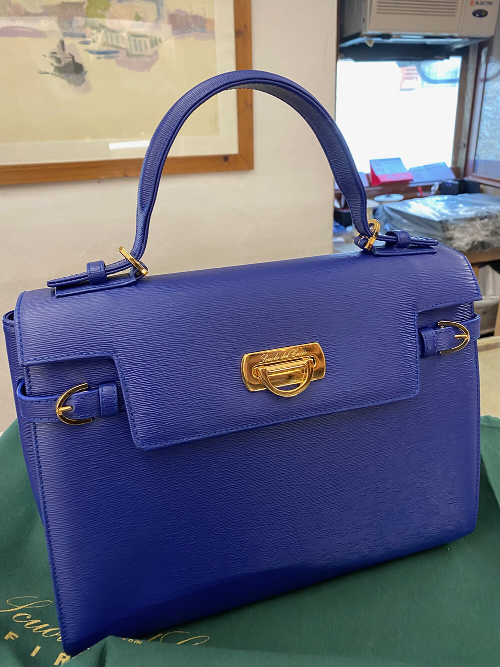 Blue Bag at the Scuola del Cuoio, Florence Leather School