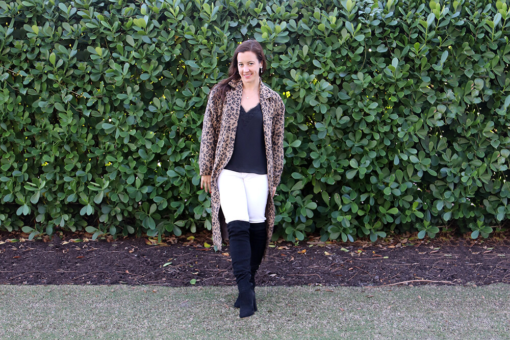 Fashion Blogger Winter Outfit Ideas - Black, White, and Leopard