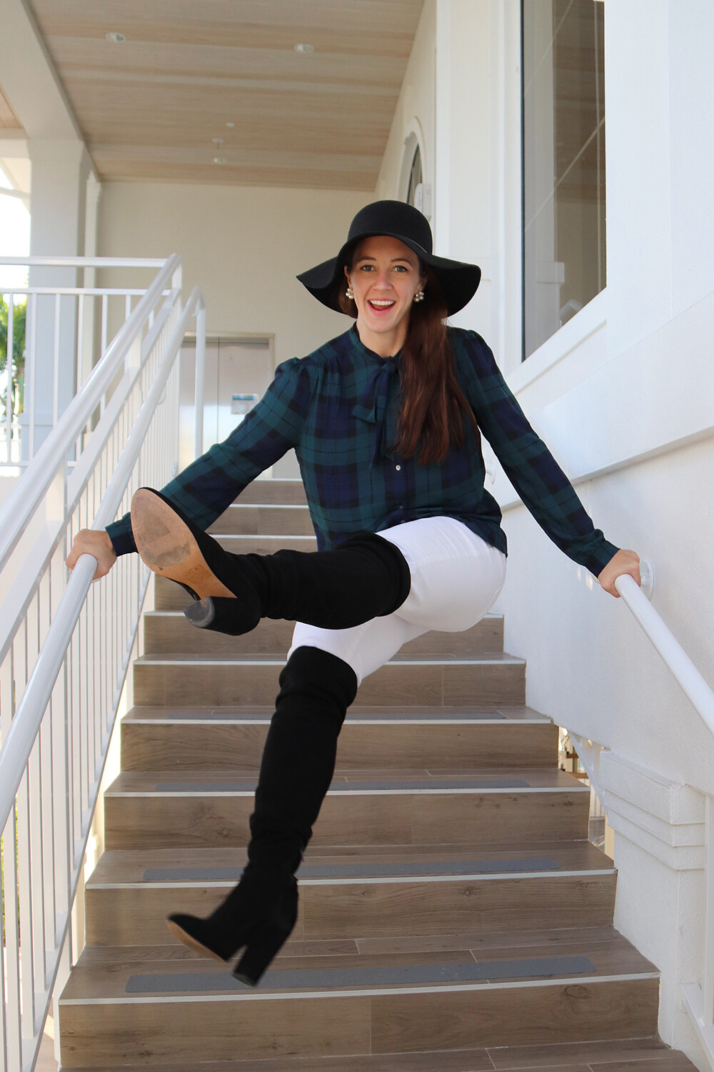 JCrew Black Watch with Bow and Over the Knee Boots