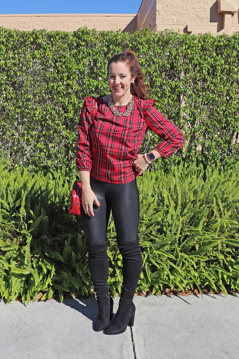 Rose Modern Tartan Capris Leggings