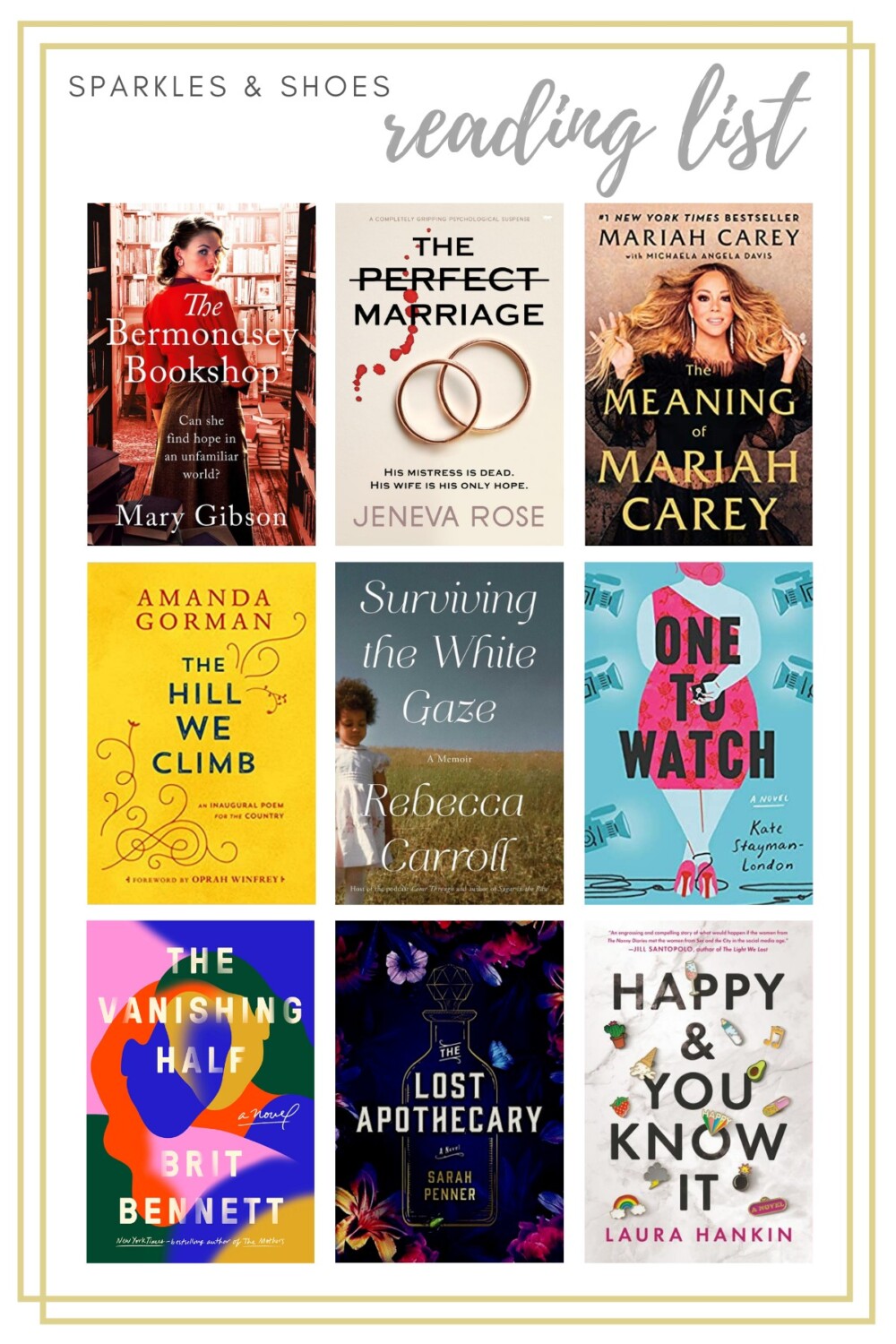 Sparkles and Shoes 2021 Reading List - What to Read - Books to Read