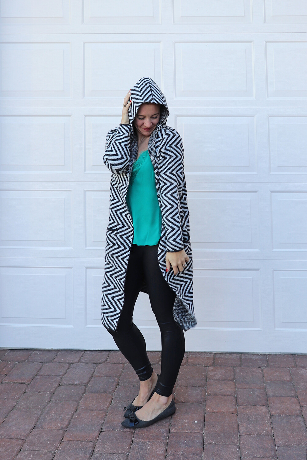 Black and White Hooded Cardigan