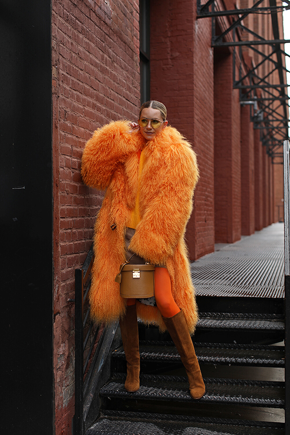 Blair Eadie Atlantic Pacific - Faux Fur All Orange Outfit