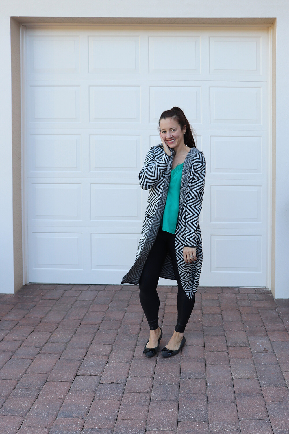 Fashion Blogger in a Zig Zag Hooded Cardigan