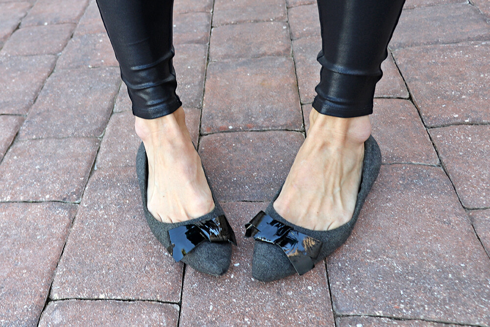 Grey Flats with Black Bow