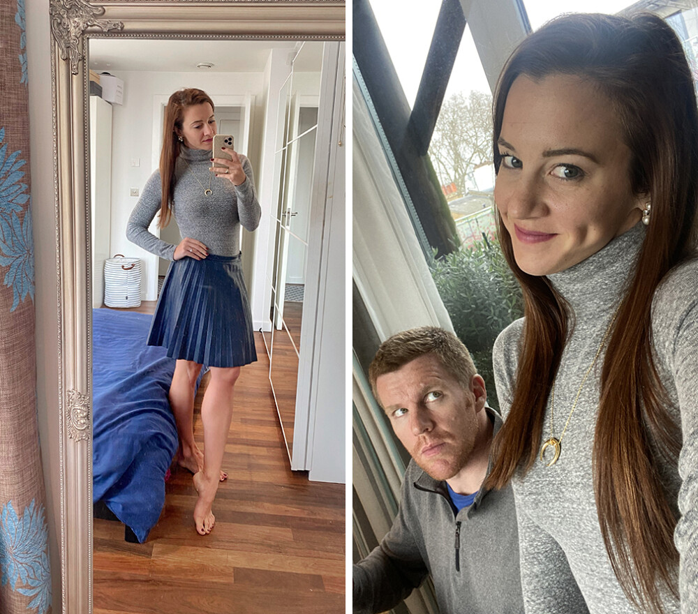 Madewell Turtleneck and Leather Skirt