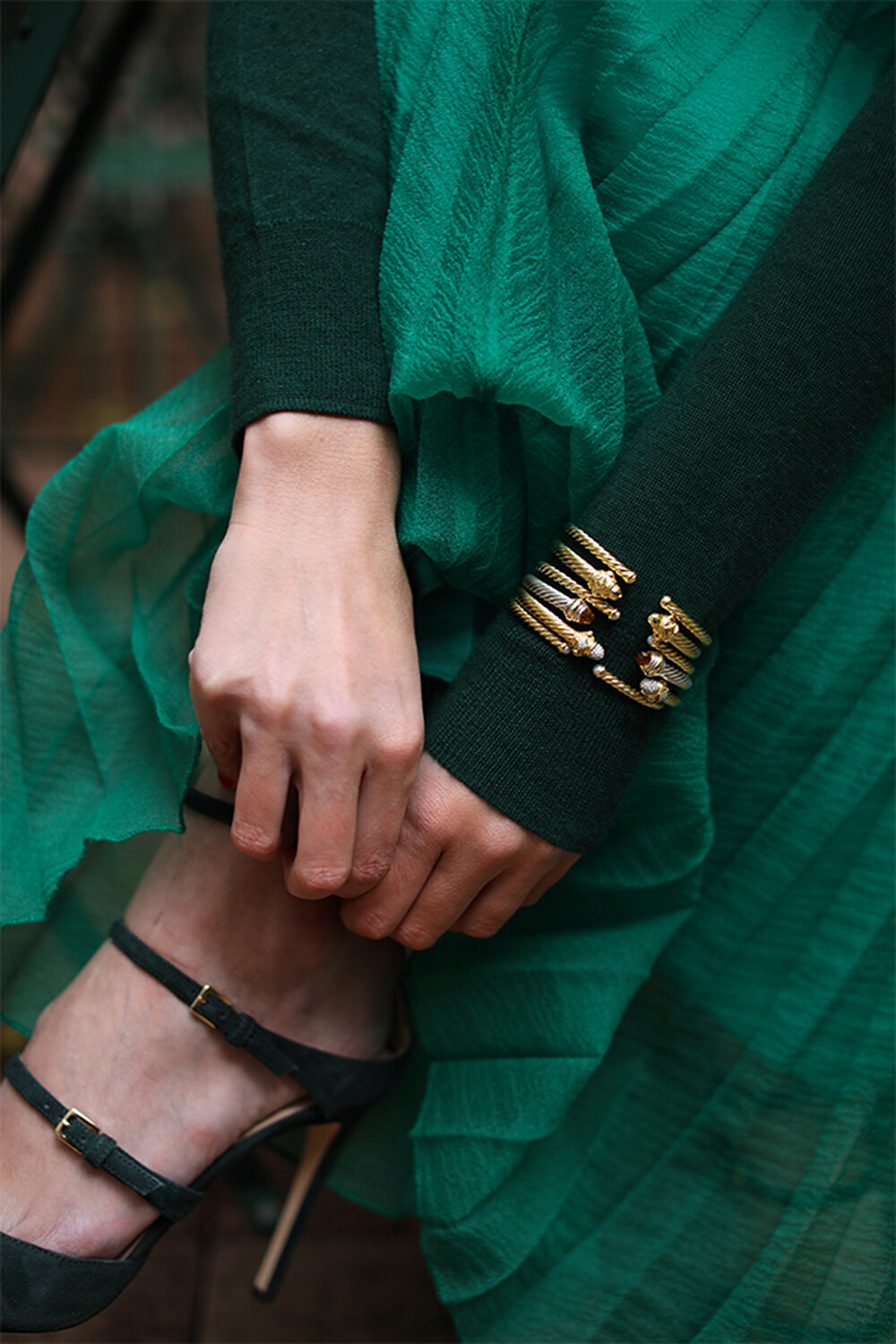 Monochrome Outfit Ideas - Blair Eadie Atlantic Pacific - All Green Outfit with David Yurman