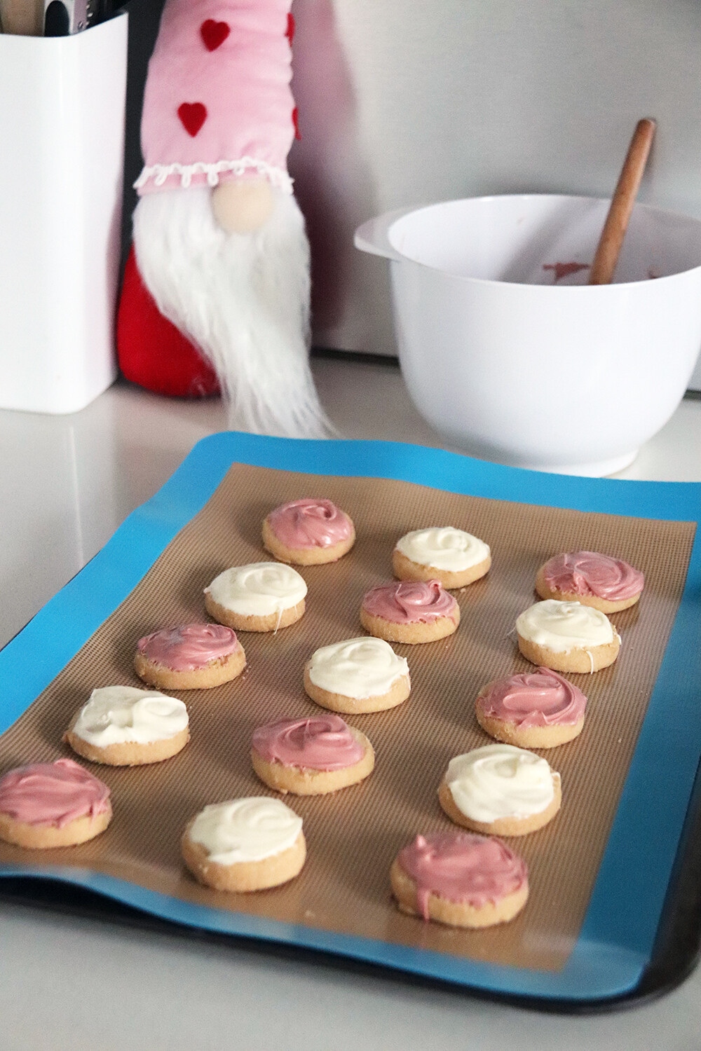 Pink Valentines Day Shortbread Cookies