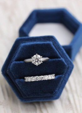 Something Blue - Etsy Navy Velvet Hexagon Engagement Ring Box