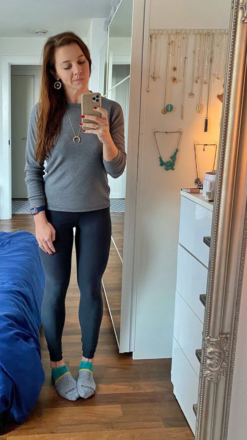 Uniqlo Fleece Top and Spanx Leggings