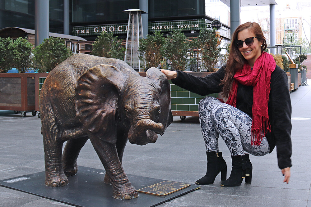 London Fashion Blogger in Ted Baker at the Spitalfields Elephants