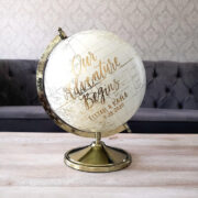 Custom Calligraphy Wedding Guestbook Globe in Gold