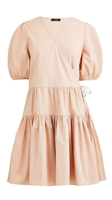 JCrew Puff-sleeve cotton poplin wrap dress in warm clay