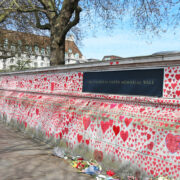 National Covid Memorial Wall on the River Thames in London